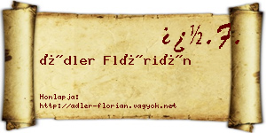 Ádler Flórián névjegykártya